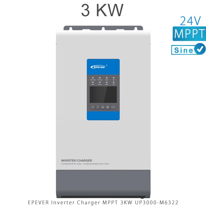 اینورتر-شارژر-3000-وات-مدل-UP3000-M6322-برند-epever اینورتر شارژر 3KW و 24V سری MPPT تمام سینوسی مدل UP3000-M6322 برند EPEVER - تصویر 1